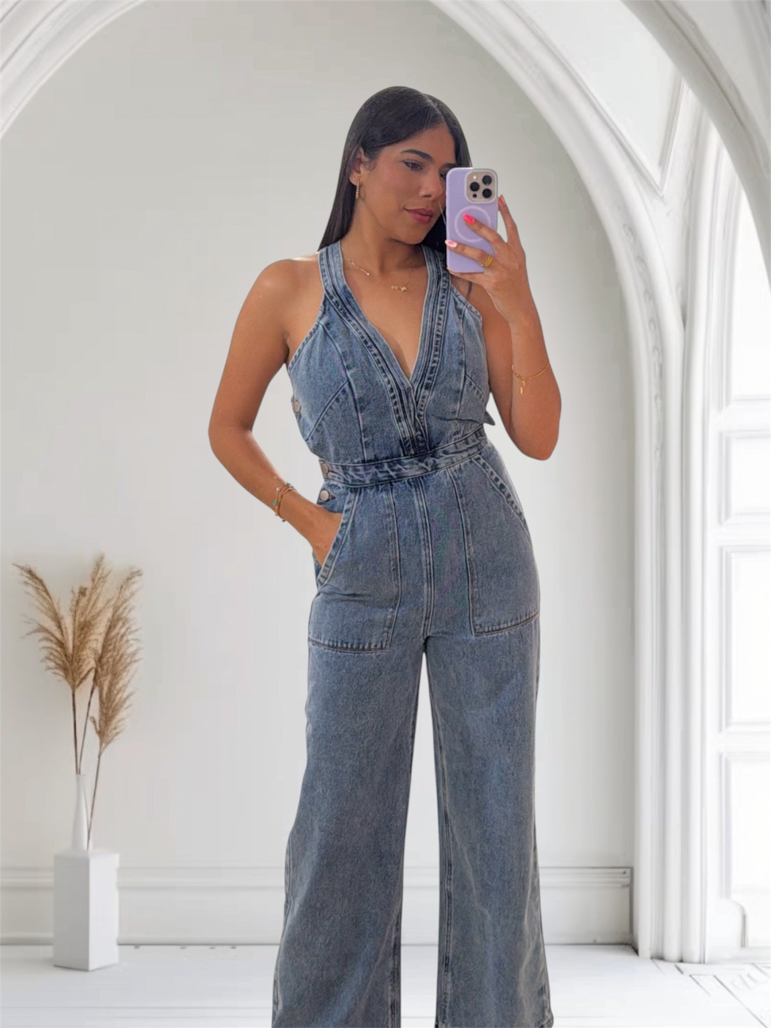 Naty denim romper